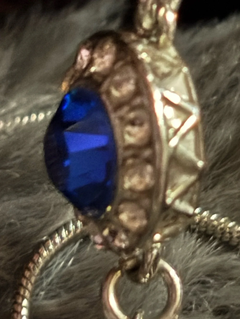 Sterling-Style Necklace with Royal Blue Crystal Pendant